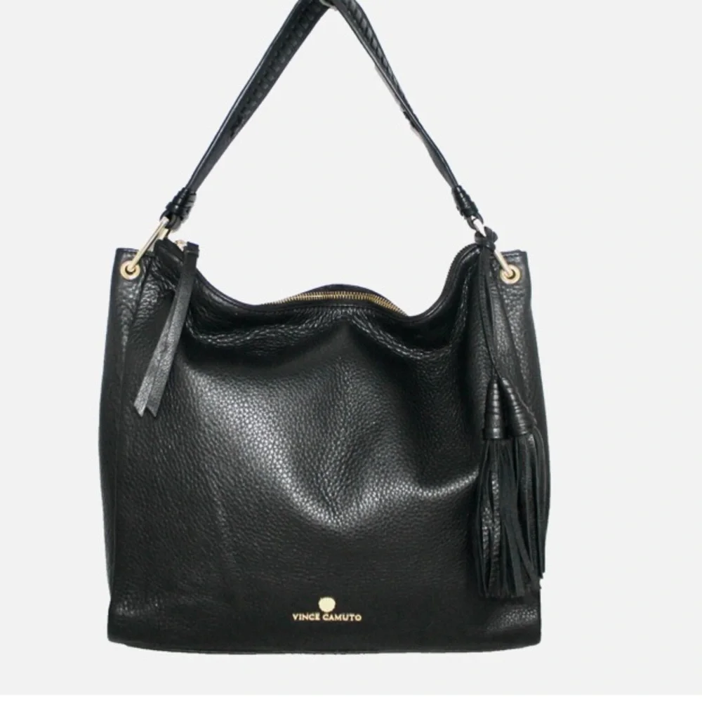 Vince Camuto Cesil Hobo shoulder bag doubleTassel blk pebbled leather w/Dustbag - Picture 1 of 13
